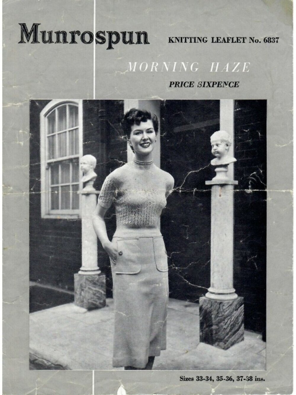 1940s Knitting Leaflet Morning Haze Top Pattern Sizes 33-34 35-36 37-38 Inches